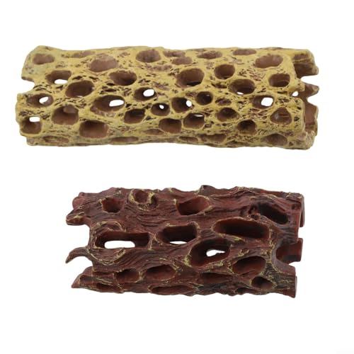 Aquarium Decoration Shrimp Hideout and Hermit Crab Climbing Toy with Reptile Moss Attachment for Small Animal Nesting Spot Resin Fish Tank Ornament