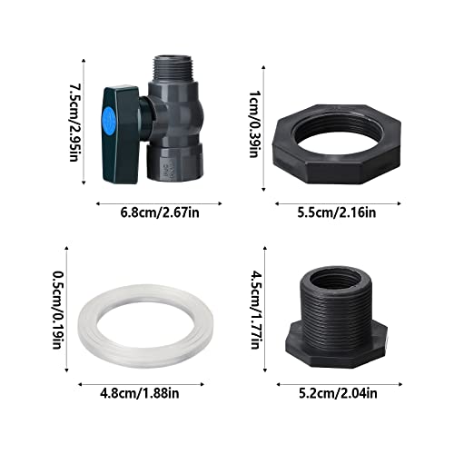 Firlar PVC Spigot Rain Barre Faucet Kit 3/4 Inch Rain Barrel Valve, Rain Barrel Diverter Kit with Bulkhead Fitting and Hose Adapter Rain Barrel Diverter Kit for Water Tanks, Aquarium (3/4 Inch, DN20)