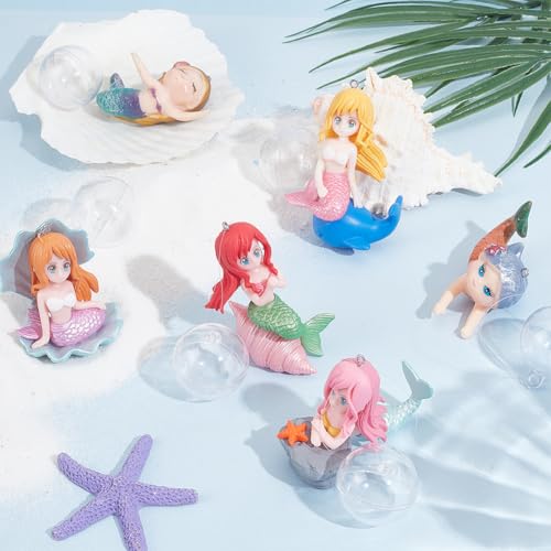 PLIGREAT 4 Pcs Floating Fish Tank Decorations, Cute Mermaid Aquarium Ornament Simulated Little Mermaid with Floating Device for Home Underwater World