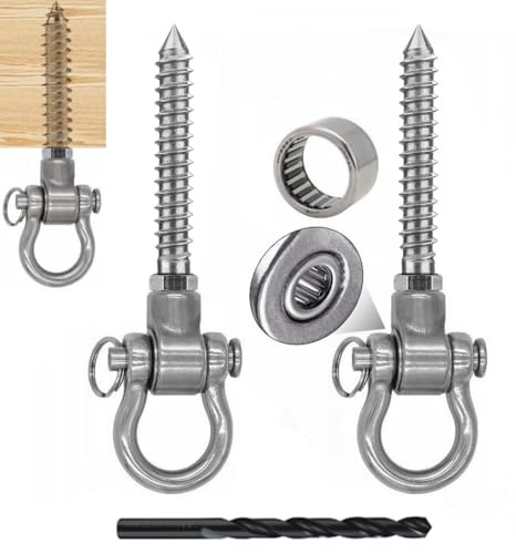 2 Permanent Anti Rust Bearing Hanger Heavy Duty, 1500 LBS, 180° Swing Hardware, for Yoga Hammock Chair sandbag Playground Accessories - size: 5.5"of 2 Pack