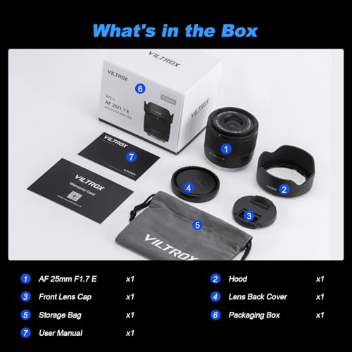 VILTROX 25mm F1.7 Air FE Pocket Dispo Lens AF F/1.7 E-Mount Portable Shot for Sony Beginner's Lens Auto Fcous APS-C Large Aperture Prime FE Lenses