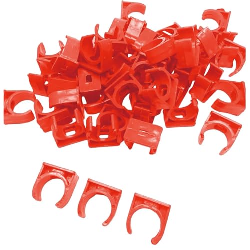 50 Pcs U-Shaped PVC Pipe Clamps Clips, U-Shaped Buckles Fit for 1/4" (16mm) Pipes, Supply and TV Trays Tubing Hose Hanger Support Pex Tubing (Red 16mm) - size: 16mm,50Pcs(Red)