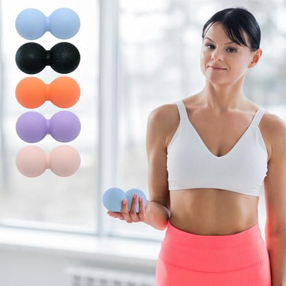 Hard Peanut Massage Ball, Double Ball Peanut Roller, 4.7″×2.4″, Pink - color: Pink
