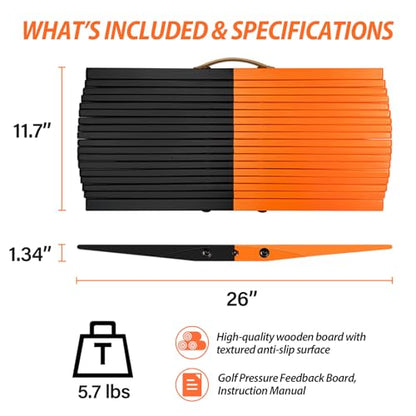 Golf Pressure Plate, Golf Balance Board Training Aid with Real-Time Feedback, Left/Right & Fore/Aft Golf Weight Shift Board - Boosts Speed & Distance, Golf Swing Trainer for Gravity Dual-Axis Analysis
