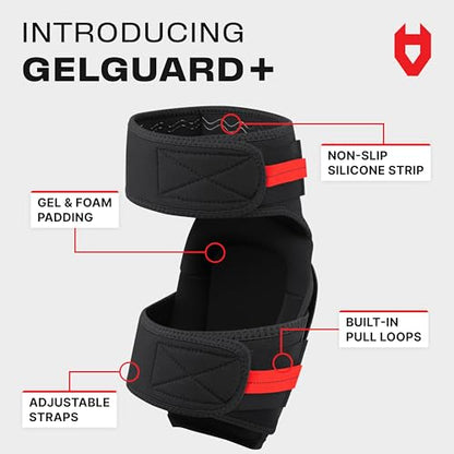 NoCry Professional Gel Knee Pads for Work — Heavy Duty Anti-Slip Cap, Extra Dual-Layer Foam and Cushion, Reinforced Adjustable Non-Slip Straps, Built-in Hangand Pull Loops, Fits Men Women, Black