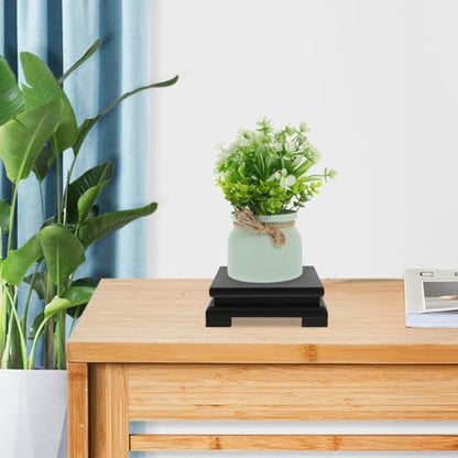 POPETPOP Chinese Plant Stand Oriental Furniture Wooden Display Base Square Pedestal Vase Base Table Lamp Teapot Base for Buddha Statue Aquarium Fishbowl Plant Stool