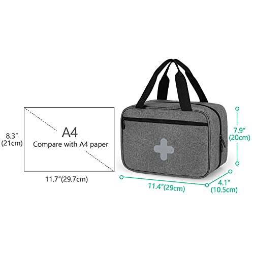 CURMIO Empty First Aid Kits Case, Portable Emergency Kit Organizer, Gray - color: Gray