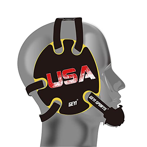 Wrestling Headgear with USA and Flag Wraps (Yellow, Youth) - color: Yellow, size: Youth