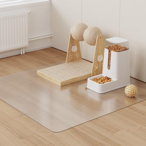 3x3ft Clear PVC Floor Mat, 2mm Thick Waterproof Protective Mat for Hard Floors, Under Refrigerator, Pet Bowls, or Appliances – Cuttable, Easy to Clean - size: 3' x 3' (Rectangular)