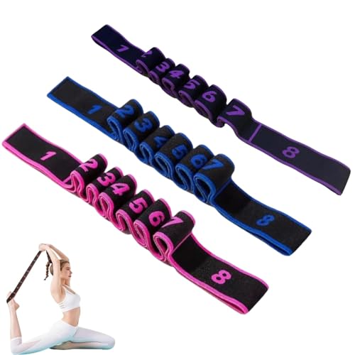 3PCS Fitness Resistance Band for Stretching and Yoga,Number Stretch Resistance Band with Clear Markings,8-Section Elastic Training Bands for Full Body Stretching Shaping