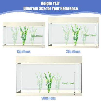 12 PCS Aquarium Artificial Seaweed Decorations 12 Inch Tall Plastic Plants Decor Large Fish Tank Accessories