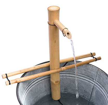 18" Adjustable Bamboo Fountain Kit with Pump – Large Zen Water Feature for Bowls, Basins, Ponds & Backyard Gardens, Indoor/Outdoor (Container Not Included)