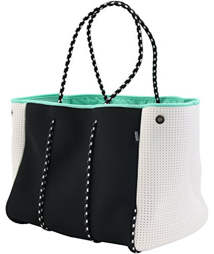 QOGiR Neoprene Multipurpose Beach Bag Tote with Inner Zipper Pocket … … … … - color: Black, size: Large