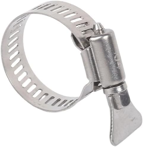 10-Pack 304 Stainless Steel Hose Clamps, 21-38mm (13/16"-1 1/2") Adjustable Thumb Screw Key-Type, for Plumbing, Automotive, Marine & Machinery Applications
