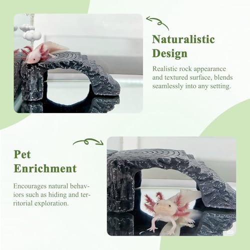Axolotl Cave Axolotl Hides for Aquarium & Terrarium, Shelter for Pleco, Crabs, Fish, Turtles, Betta, Geckos, Frog, Resin Tank Decor