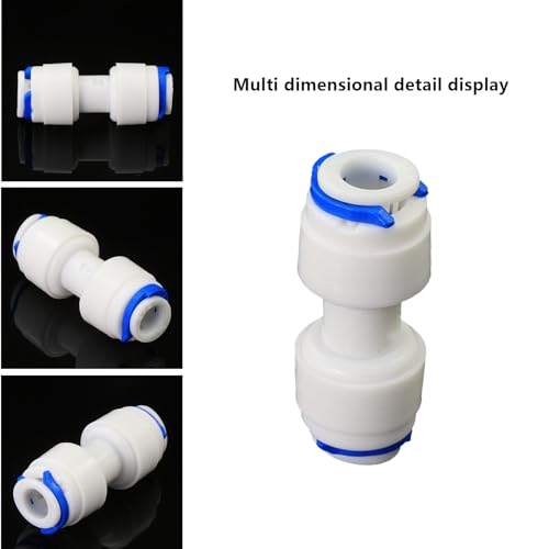 1/4" Push-Fit Straight Adapter, 5 Pcs | Plastic push-to-connect fitting for RO water filtration, pre-purifier, refrigerator & coffee maker.