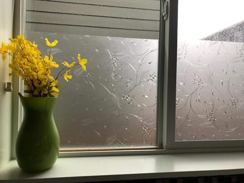 Frosted Privacy Window Film, Glass Door Privacy Film Non-Adhesive Window Clings for Home Office Decoration, Anti-UV, Heat Control and Prevent Bird Strikes (Wheat, 11.8x78.7 Inch) - size: 11.8x78.7 Inches