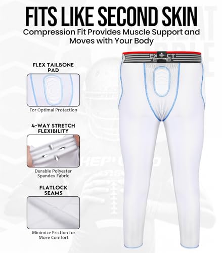 Exxact Sports Combat 7-Pad 3/4 Men's Padded Compression Leggings - color: White, size: Adult Medium