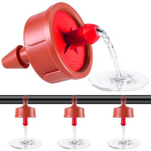 300 PCS 4 GPH Pressure Compensating Drip Irrigation Spot Dripper, Max Flow Drip Irrigation Emitters Heads for Dry Soil Thirsty Plants, Irrigation Drippers Parts for Arid Area Outdoor Irrigation - size: 4 GPH 300PCS