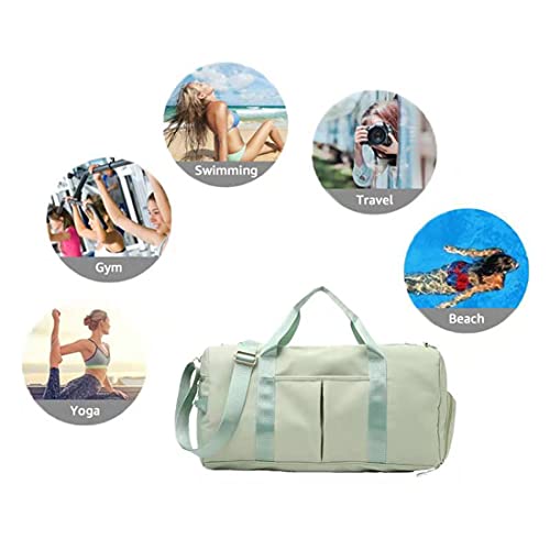 ZUEVI Sports Gym Duffel Bag for Women Waterproof Weekender Travel Bag with Shoes Compartment Dry and Wet Separation for Training Swim Yoga(Green) - color: Green