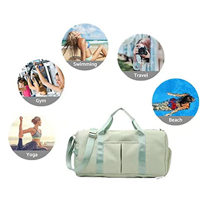 ZUEVI Sports Gym Duffel Bag for Women Waterproof Weekender Travel Bag with Shoes Compartment Dry and Wet Separation for Training Swim Yoga(Green) - color: Green