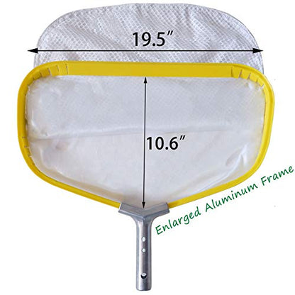 Professional Pool Net, Heavy Duty Skimmer Rake with Aluminum Frame, Fine Mesh Deep Bag Scoop for Cleaning Swimming Pool Leaf Pollen Silt, Pool Rake 19.5 inch