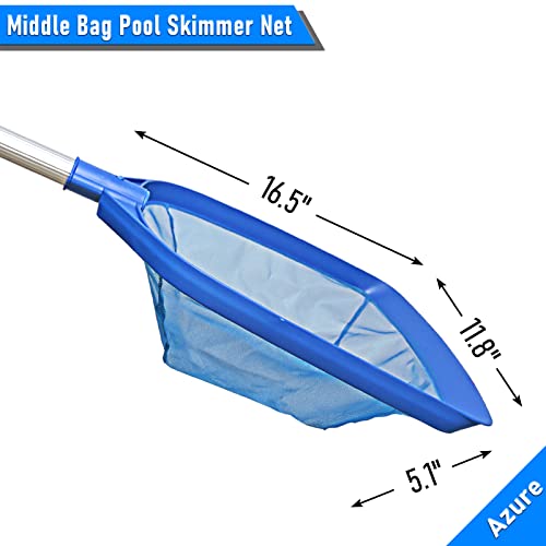 Swimming Pool Leaf Skimmer Net, with 5 Sections Telescopic Aluminum Pole & Nylon Medium Fine Mesh Pool Net, Pool Cleaning Tool for Removing Leaves & Debris - size: Pool Skimmer with Pole