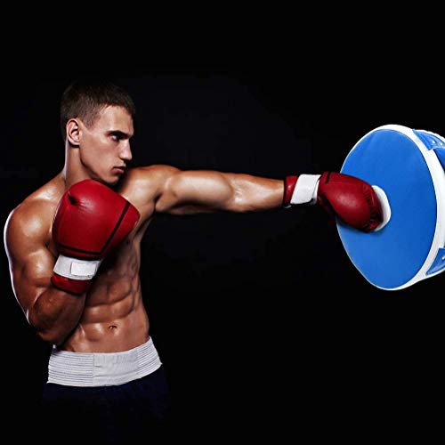 Aoneky Pro 14" Leather Punch Shield - Focus Mitt for Boxing, MMA & Kickboxing Training | Ultra-Lightweight Strike Pad with Shock-Absorbing Padding for Trainers & Partners - color: Blue