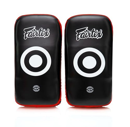 Fairtex Curved Muay Thai Pads, Kickboxing Punching Kicking Striking Shield - color: Black/Red, size: Extra Thick