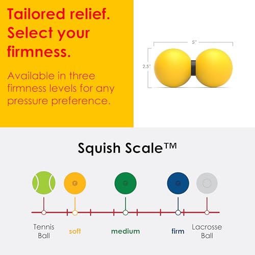 2-in-1 Soft Peanut & Lacrosse Ball Roller | Deep Tissue Massage Tool for Fascia, Plantar Fasciitis, Hips & Back | Mobility & Recovery Roller | Compact, Travel-Friendly, Pilates & Therapy Ready - color: Yellow