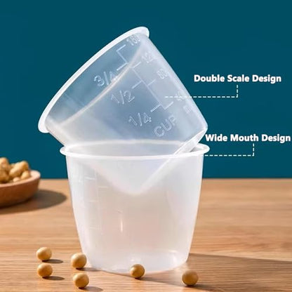 4 Pcs Plastic Transparent Rice Measuring Cups, 160ml 3/4 Cup Rice Cooker Cup Small Laundry Measuring Cup for Cooking,Dog Cat Food Measuring
