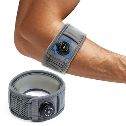Tennis Elbow Brace for Men & Women, Elbow Brace for Tendonitis and Tennis Elbow and Golfer's Elbow, Adjustable Elbow Strap (Gray, S, 7.5"–9.5") - size: Small