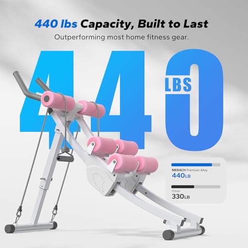 MERACH Ab Machine, Adjustable Ab Trainer Machine - color: White&PINk, size: large