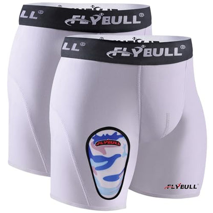 2-Pack Boys Cup Underwear Youth Boxer Briefs with 1 Protective Athletic Cup for Baseball, Football, Lacrosse - color: White, size: X-Large