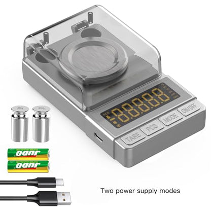 Milligram Scale 100g/0.001g Sliver, Mg Scale with 20g Calibration Weight and Accessories, Sliver Powder Scale for Reloading - color: Silver