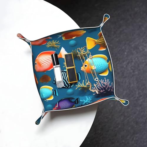 Submarine Reef Fish Leather Storage Tray Small Stylish and Personalized Small Items and Cosmetics Organizer