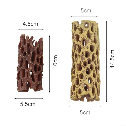 Aquarium Decoration Shrimp Hideout and Hermit Crab Climbing Toy with Reptile Moss Attachment for Small Animal Nesting Spot Resin Fish Tank Ornament