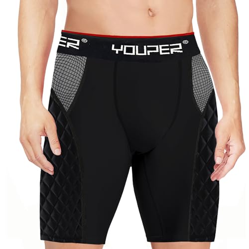 Youper Youth Elite Padded Baseball Sliding Shorts w/Soft Athletic Cup - color: Black, size: X-Large