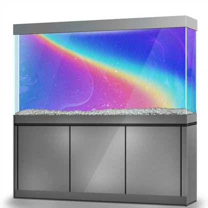 Aquarium Background Stickers - Colorful Rainbow Dreamy- Self-Adhesive Fish Tank Reptile Terrarium Decor Poster (45 x 30 cm / (17.7 x 11.8 inches))