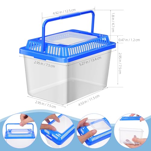 SEWACC Plastic Turtle Tank with Lid, Portable Aquarium Enclosure for Home and Travel, Clear Reptile Carrier Box for Goldfish and Lizards, Sturdy Pet Habitat