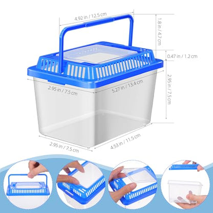 VOSAREA Portable Turtle Carrying Tank Plastic Aquarium Fish Tank with Lid for Home Use Small Reptile Travel Storage Box