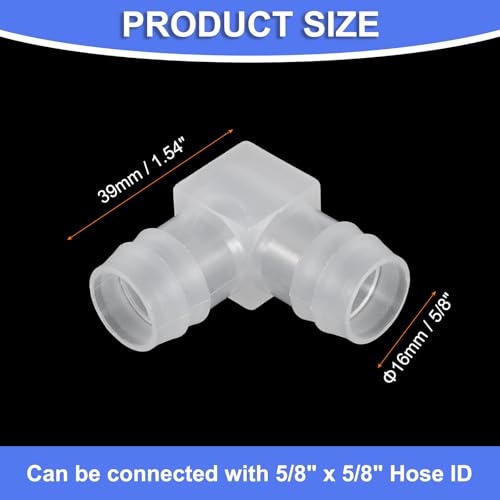 uxcell 5/8" Hose Barb Fitting, 8 Pcs Equal Barbed 90 Degree Elbow L Shaped 2 Way Plastic Splicer Joint Mender Adapter Union Fitting for Air Line Tubing Pipe Household Fuel Gas Liquid - size: 5/8"