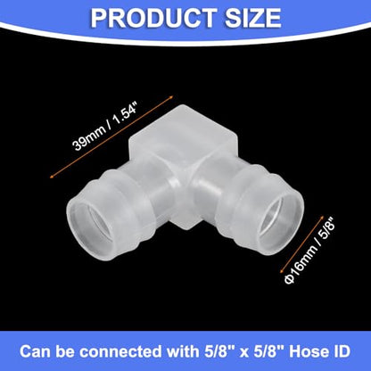 uxcell 5/8" Hose Barb Fitting, 8 Pcs Equal Barbed 90 Degree Elbow L Shaped 2 Way Plastic Splicer Joint Mender Adapter Union Fitting for Air Line Tubing Pipe Household Fuel Gas Liquid - size: 5/8"