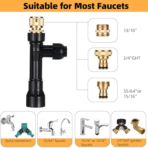 Gravel Vacuum for Aquarium Fish Tank Siphon Aquarium Water Changer with Three Metal Faucet Adapter and Long Hose 50 Feet - size: 50FT