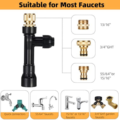 Gravel Vacuum for Aquarium Fish Tank Siphon Aquarium Water Changer with Three Metal Faucet Adapter and Long Hose 50 Feet - size: 50FT