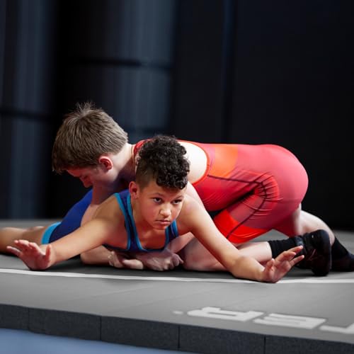 Meister FlexFloor Wrestling Mat - 10ft x 10ft Roll-Up Pro Training Mat for Home & Gym - color: Gray