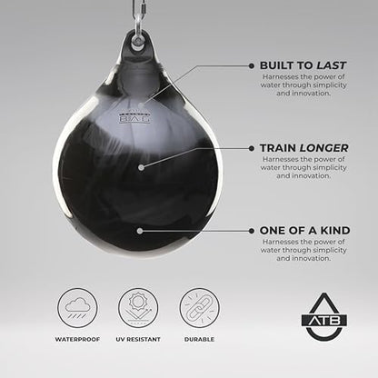 Aqua Training Bag 9" 15 Pound Head Hunter Slip Ball Hybrid Punching Bag - color: Haymaker Black