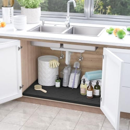 31" x 22" Under Sink Mat Waterproof, Silicone Mat Kitchen Drawer Shelf and Cabinet Liner, Sink Protector for Kitchen Organizers and Storage, Boot Tray Pet Food Mats