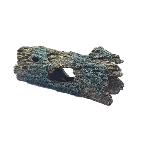 Reptile Hide Cave Small Resin Aquarium Deoration Cave Hollow Tree Trunk Log Fish Tank Ornament Hideout for Small Reptile Gecko Tarantula Fish Shrimp7.3 * 2.7 * 2.7IN
