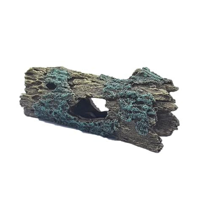 Reptile Hide Cave Small Resin Aquarium Deoration Cave Hollow Tree Trunk Log Fish Tank Ornament Hideout for Small Reptile Gecko Tarantula Fish Shrimp7.3 * 2.7 * 2.7IN